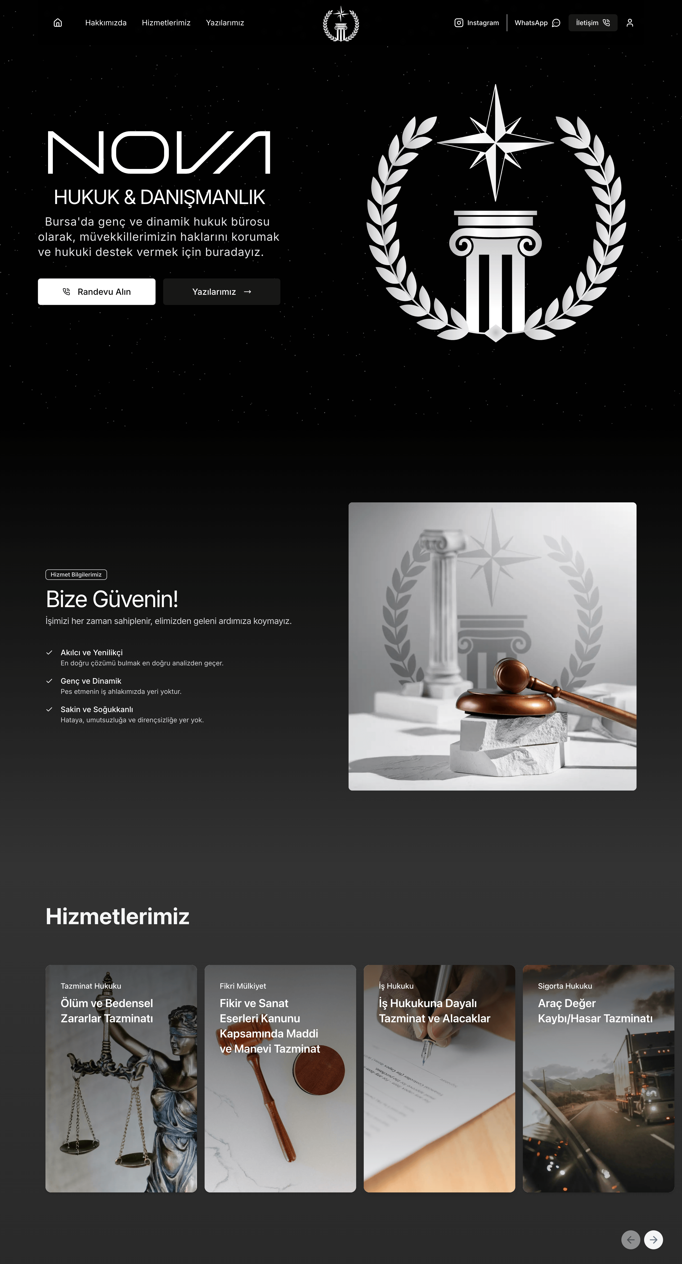 Nova Hukuk&Danışmanlık web sitesi ekran görüntüsü