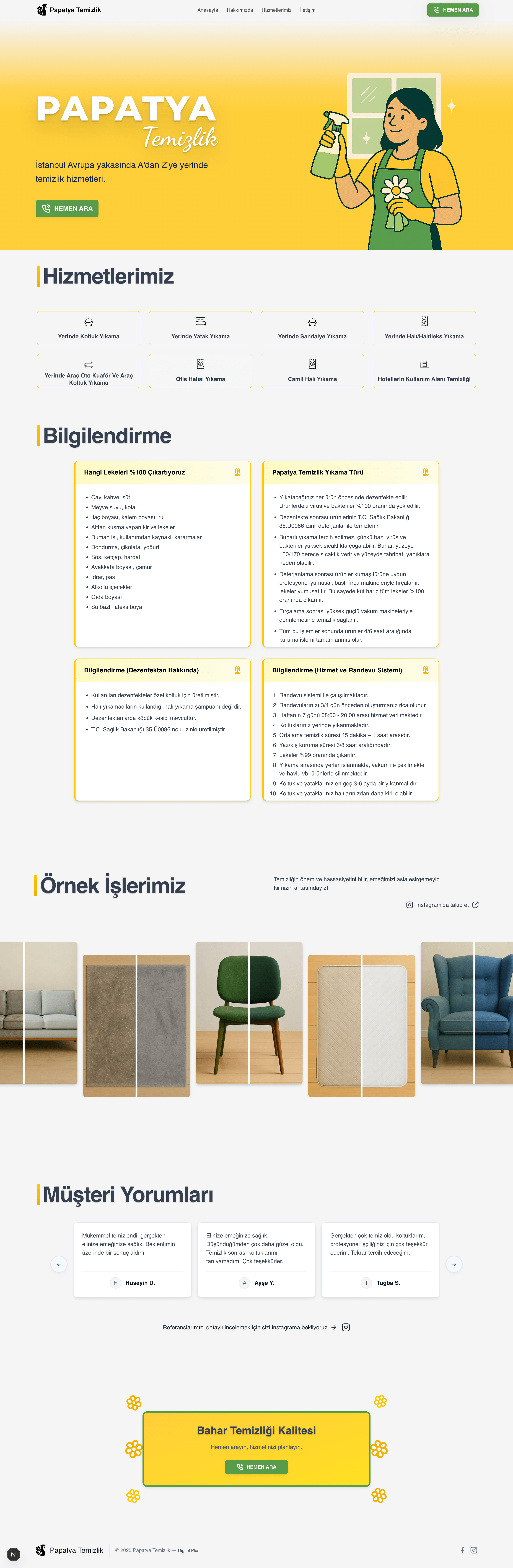 Papatya Temizlik web sitesi ekran görüntüsü