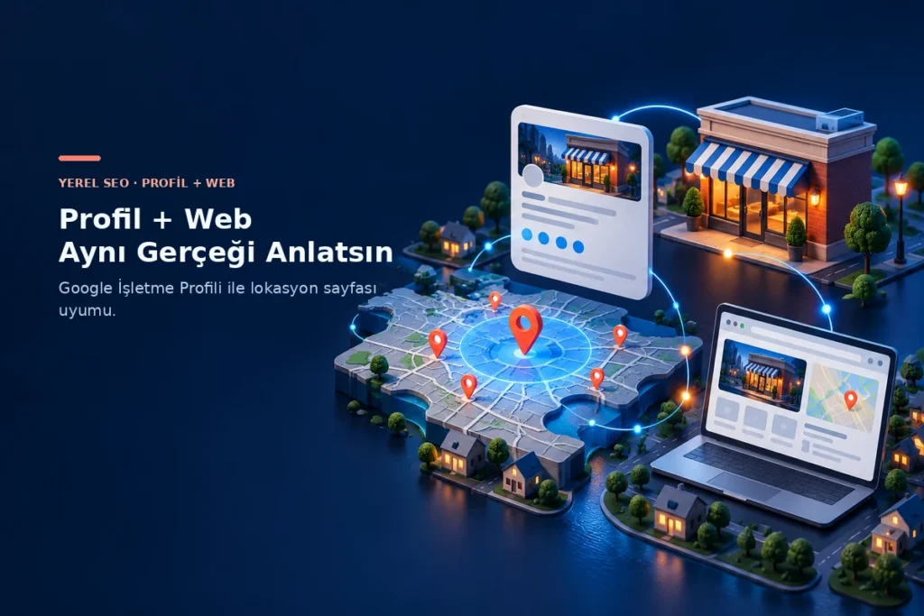 Yerel arama görünürlüğünü gösterim, tıklama, telefon ve form dönüşümleriyle ölçen 3D analitik görseli